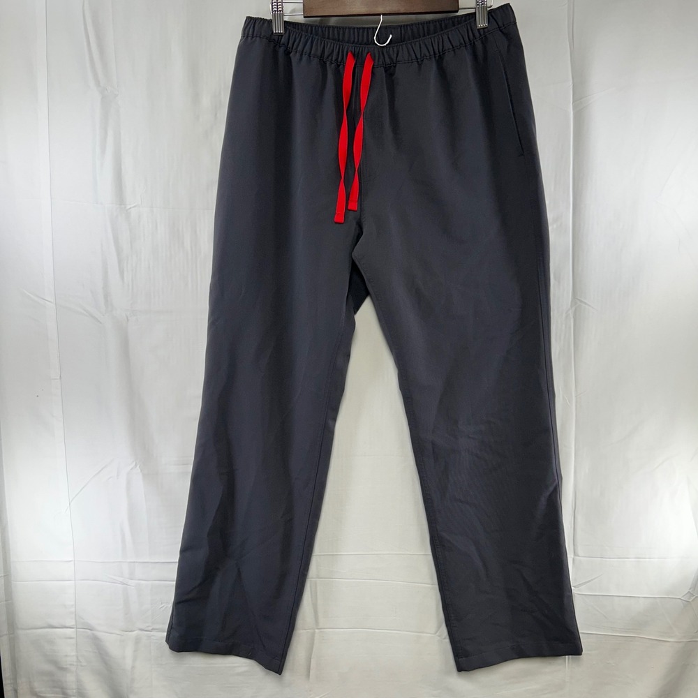 FIGS Pisco Scrub Pants Mens M Grey Red Drawstring Straight Leg FIONx